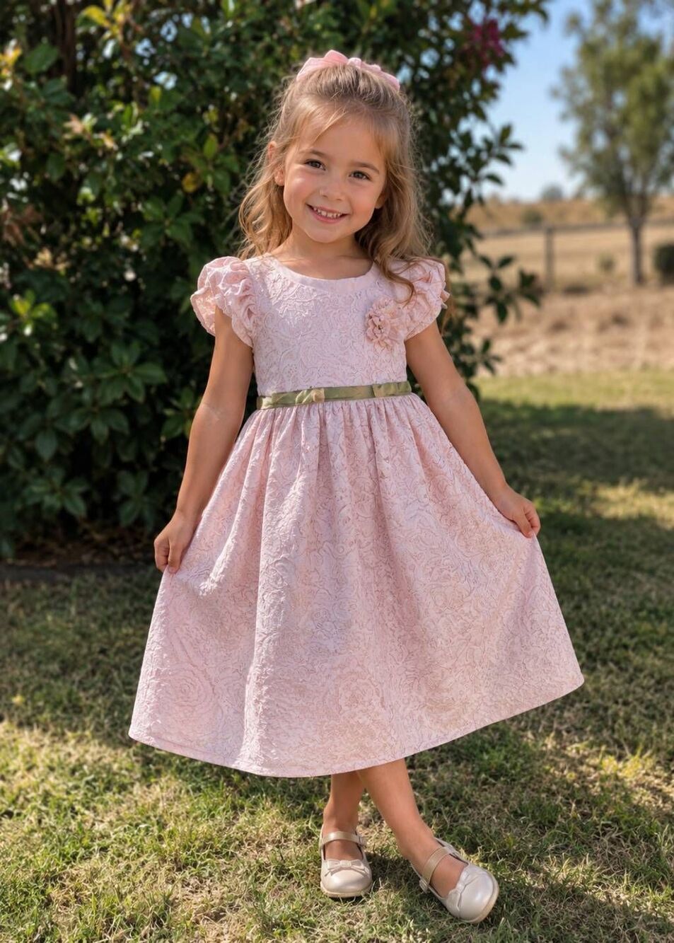 Beautiful Laura Ashley Little Girl Size 5 Blush Pink Lace Dress